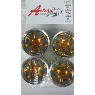 JOGO DE RODAS PARA AUTO ON ROAD 1/10 CROMO E DOURADO GRIP OU DRIFT JRGDCD1 